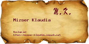 Mizser Klaudia névjegykártya